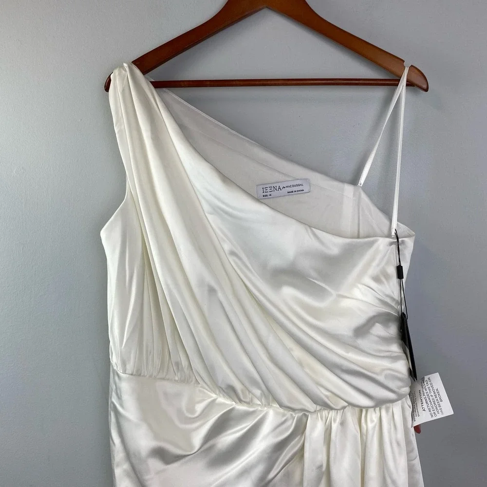 MAC DUGGAL Ieena Draped One Shoulder Satin Gown Size 14 26654 $398 - Picture 6 of 11